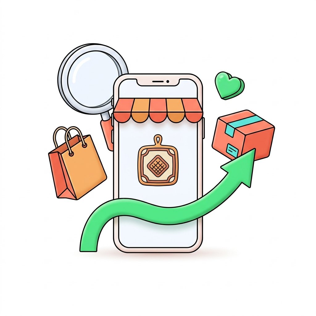 Etsy shop analytics dashboard showing sales growth, views, and favorites trending upward